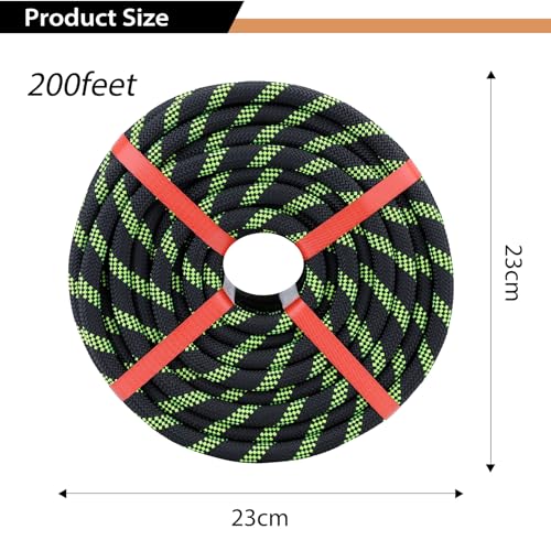 1/2 Inch Arborist Rigging Rope (200 Ft) - Black Double Braid Polyester Tree Rope & Bull Rope, Heavy Duty Pulling Line - 48 Strand High Tensile Strength - size: 1/2 In x 200 Ft, style: Black