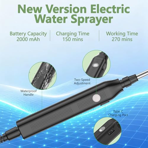 Battery Powered Sprayer 2 Gallon Electric Garden Sprayer for Plants & Weeds | Spray plants, tackle weeds & patios. USB-C rechargeable, 6 nozzles, stainless steel wand for all outdoor tasks. - color: GREEN