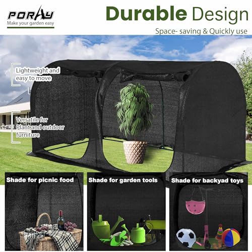 Large Tunnel 8.2'x4' Sunshade Cloth Gardening Net,Easy Set up 4FT Tall Crops Shade Cover, UV Resistant Plant 80% Sunblock Net for Vegetables,Fruits and Mini Flower Pot with Stakes and Carry - size: 8.4X4X4FT