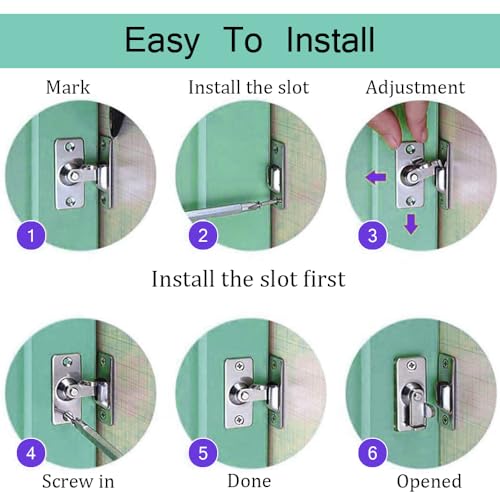MINI Size 90 Degree Door Latch Sliding Screen Door Latch Barn Door Lock Hasp Latch Clasp Lock Pocket Door Locks and Latches | Quick-Access Locking for Privacy in Bathroom, Toilet, RVs & Small Spaces, Left Or Right Application, 304# Stainless Steel - color