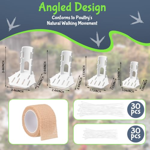 Xuhal 8 Pack Poultry Leg Support Kit with Toe Separator & Bandage 4 Sizes Chicken Splint for Broken Feet & Curled Toes Fixing Fractures, Curled Toes, Bumblefoot in Ducks, Chickens, Geese(White) - color: White