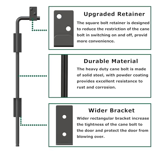 36" Heavy Duty Cane Bolt Gate Drop Rod with Upgraded Design, Square Drop Rod Kit for Double Gate Wood PVC Vinyl Metal Yard Gate Latch-2 Pack - size: 36 Inch-2 Pack