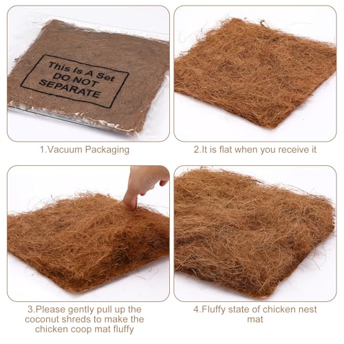 Yerliker Chicken Nesting Box Pads Laying Hen Chicken Coop Bedding,24 Pack | Chicken Laying Hens Pads, Coconut Fiber Henhouse Nesting Boxes Bulk, for Chicken Accessories Supplies