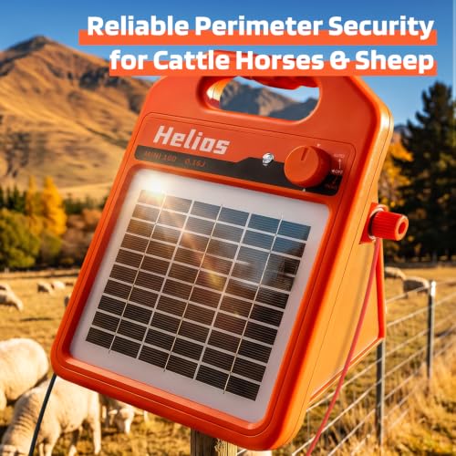 MINI160 2 Miles Solar Fence Charger, 0.16 Joule Solar Electric Fence Charger for Livestock, Pigs, Horses, Cattle Sheep, Solar Powered Electric Fence with Day or Night Mode, Easy Installation - size: MINI160
