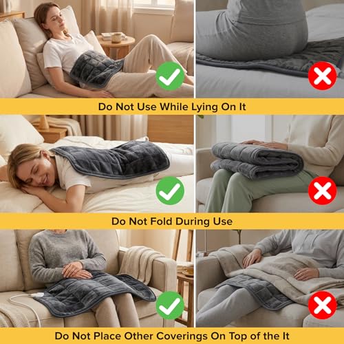 Weighted Heating Pad with Massaging Vibrations, FSA Vibrating Heating Pad | FSA Eligible HSA,12" x 24" XL Heating Pad, 6 Heat Settings & 4 Massage Modes, Heating Pad with Massager for Back & Shoulders - color: Light Black, size: X-Large 12" x 24"