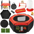 Chick Starter Kit 6-in-1 Chicken Brooder Box with 12"*12" Heating Plate | Pop-Up Chicken Brooder Playpen Tent with Chicks Feeder, Waterer, Perch & Nesting Pad for Poultry Ducks Quail Indoor Outdoor