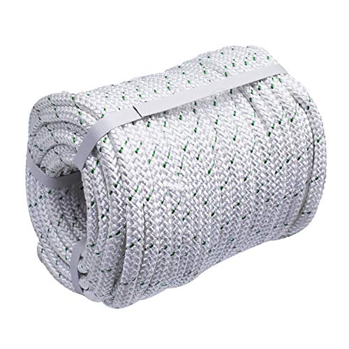 3/7 Inch x 150 Feet 4800Lbs Double Braid Polyester Rope Breaking Strength Strong Pulling Rope - color: White & Green, size: 3/7in x 150 ft