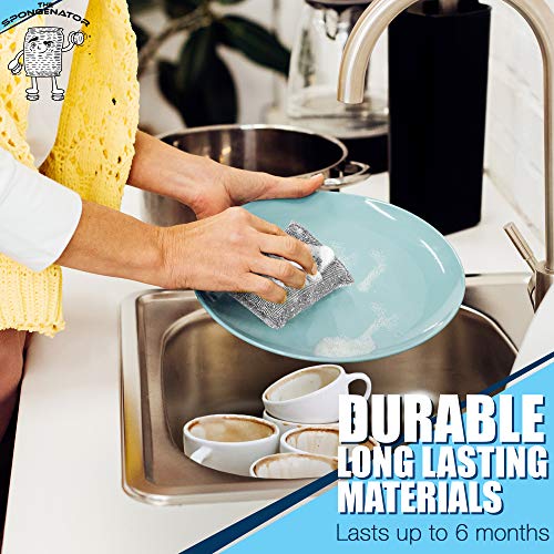 Kitchen Sponges for Dishes, Scouring Pads Non Scratch Scrubbers | Multi-surface non-metal dish scouring scrubbers for fast cleaning; heavy duty, non-scratch scrubbing sponges - size: 12 Count (Pack of 1)