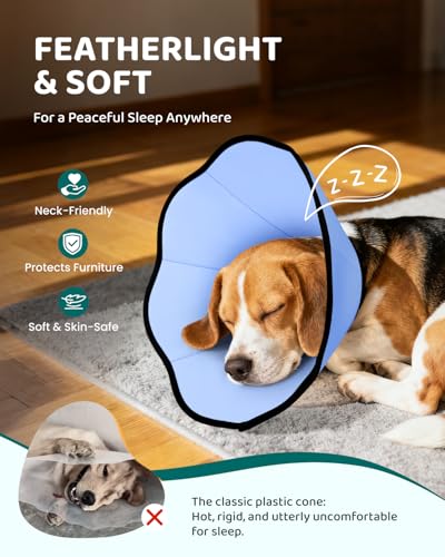 MIDOG Dog Cone Collar After Surgery, Soft Dog Cone Alternative to Stop Licking,Adjustable Elizabethan Recovery Cones for Small to Large Sized Dogs - color: Blue, size: L