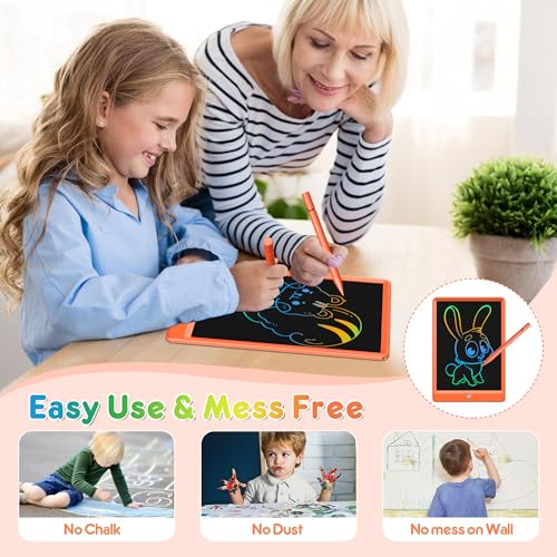 FLUESTON LCD Writing Tablet, Doodle Board Toys Gifts for 3-8 Year Old Girls Boys, 10 Inch Colorful Electronic Board Drawing Pad for Kids, Christmas Birthday Gifts for Toddler Learning Travel - color: Lively Orange, size: 11"W x 7.5"H