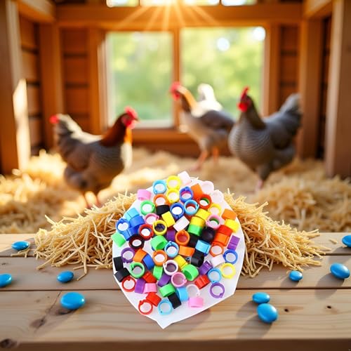 100 Pcs Multicolor 8mm Poultry Leg Rings, 10 Colors Poultry Foot Bird Identification Leg Bands Clip-on Rings for Birds, Ducks and Chickens