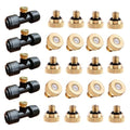20 Pack Brass Misting Nozzles & 5 Tees - 0.3mm (0.012") Orifice for Outdoor Cooling, Greenhouse Humidification, and Dust Control, 10-24 UNC Thread Garden Mister System Fittings - style: Brass Nozzles (20)+Tee Nozzles(5)