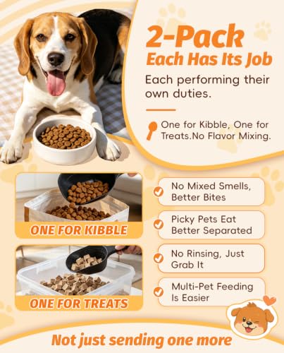2 PACK Dog Food Scoop,1 Cup Capacity Pet Food Scoop For Dog and Cat (Black) | Clear Markings for Precise Measuring 1/2 and 1 Cup Line, Dishwasher Safe,Plastic,Portable and Sturdy - color: Black