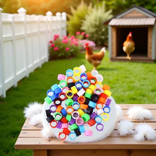 100 Pcs Multicolor 8mm Poultry Leg Rings, 10 Colors Poultry Foot Bird Identification Leg Bands Clip-on Rings for Birds, Ducks and Chickens