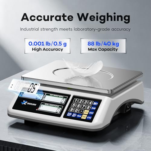 Counting Scale 88lb/40kg x 0.5g Industrial Scale lb/oz/g/kg Digital Parts Scale with Dual LCD Display, Rechargeable Inventory Scale for Small Parts Coins Pieces Tickets, Precision Gram Scale - style: 40kg x 0.5g with 3 Displays