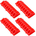 4 Pcs Plastic Flip Top Poultry Feeder Small Plastic Chicken Feeder for Pigeon Duckling Quail Drinker No Mess No Waste Multihole Birds Feeding Dish Dispenser(Red)