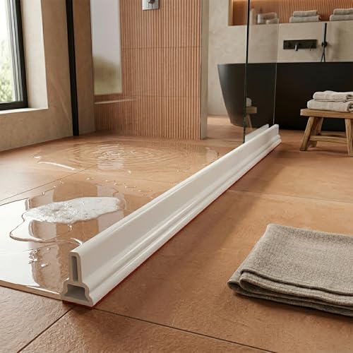 78Inch Collapsible Threshold Water Dam 1.5" high Walkin Shower Guard To Keep Water In Shower Stall Water Barrier Silicone For Dry And Wet Bathroom Kitchen Wheelchair Accessible - color: 1.5" High/White, style: 78inch