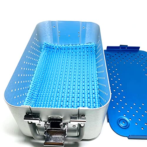 Instrument Sterilization Tray Box with Silicone mat 300mm*180mm*110mm Disinfection Sterilization ultrasonic Basket case ultrasonic Cleaning Washing Sterilization Trays opthalmic ENT