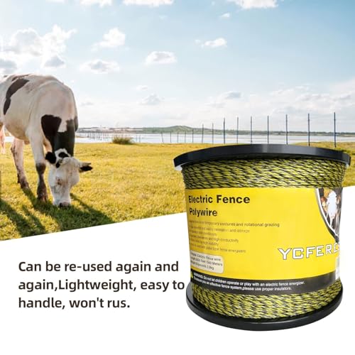 Upgraded Electric Fence Polywire 5050 Feet 1540 Meters, 6 Stainless Steel Strands for Reliable Conductivity and Rust Resistance, Portable Electric Fencing,UV, Rust Resistant - size: 5050 Feet/1540 Meters