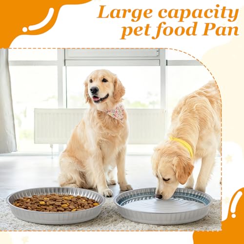 Zonon 3 Pack 3.5 Gallon Galvanized Steel Feeding Food Steel Pans 19.7 Inches Galvanized Oil Drain Pans Utility Bowl for Livestock Pet Dog Ducks Horses Feeder - size: 3.5 Gallon