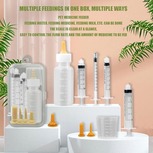 Pet Feeding Syringe with Nipple, Silicone Feeding Tools for Kitten Puppy Feeding Syringe for Newborn Cat Dog Small Animals Rabbits (1ml+3ml+5ml +10ml) - color: 1ml+3ml+5ml +10ml
