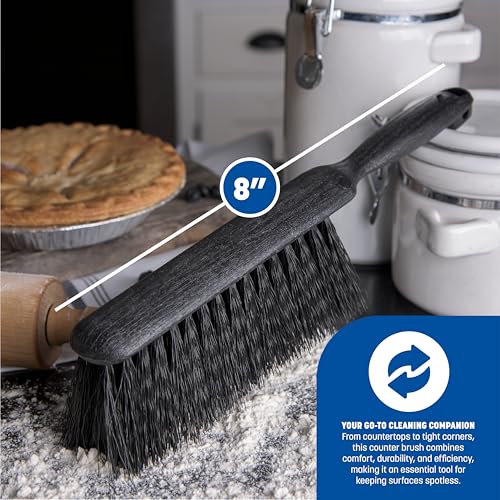 Sparta Counter and Bench Brush, Polypropylene Bristles, 8 Inch, Black | Flo-Pac, Polypropylene Block, Fine Dust and Sawdust, Smooth Surfaces, 13-Inch Overall Length, BPA Free
