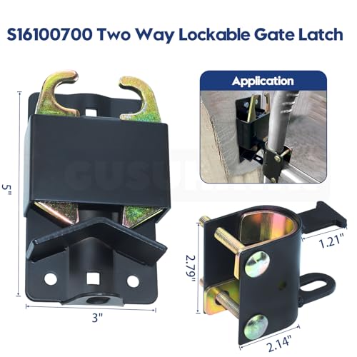 Mini Farm Gate Latch for Metal Gates with 1-1/4" to 1-1/2" Tubes | 3"x5" Two Way Lockable Gate Latch with Combination Lock, Used as Livestock Horse Cattle Gate Latch for Metal Tube Gates - color: 1x S16100700(Small Size Version 3"x 5")