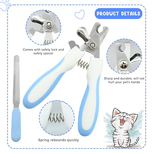 Pet Grooming Kit with Slicker Brush Bath Massage Glove Brush Pet Shedding Comb Nail Clipper Trimmer 6 Piece Set for Rabbit Kitten Guinea Pig Cat Chinchilla Ferret Small Animals - color: Blue