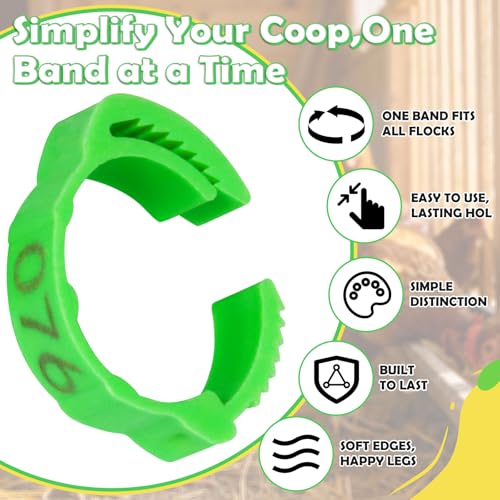 7Size-Adjustable Chicken Leg Bands, Plastic Poultry Rings with 1-100 Number for Hens Roosters Ducks Birds,Snap Lock Leg Bands for Farm Backyard Flock Tracking(100-pack,Assorted Colors)