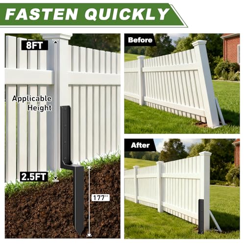 4-Pack Fence Post Repair Kit, 3MM Steel Anchors, Fix 4x4/6x6 Posts, No Digging