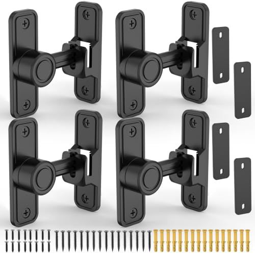 Sliding Barn Door Lock, 90 Degree Locks, 4 Pack-Black | Flip Gate Latches for Garden, Bathroom, Outdoor, Garage, Window, Barn Doors - color: 4 Pack Black