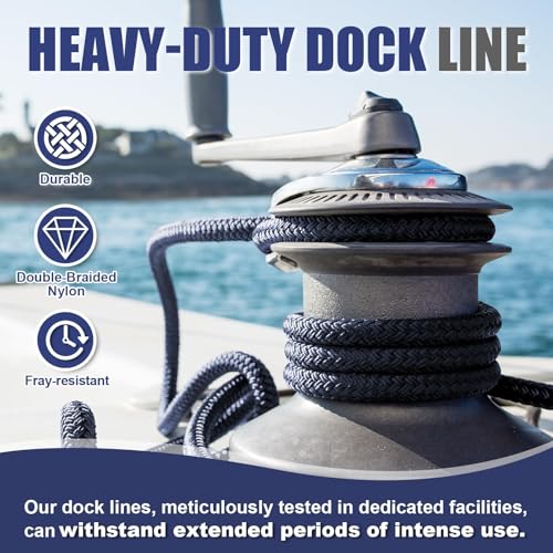TetherTite Boat Dock Lines 5/8 Inch 20/25/30 Ft,Double Braided Nylon Boat Dock Lines with Loop, Mooring Line Marine Rope (3/4 * 30.5) - size: 3/4*30.5