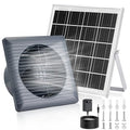 Solar Powered Exhaust Fan, 25W Solar Panel+8" High Speed Solar Powered Fans, Solar Exhaust Intake Fan Kit with Bracket, Anti-backflow Valve, Power Adapter, Vent Fan for Shed, Greenhouse, Attic - size: 8Inch