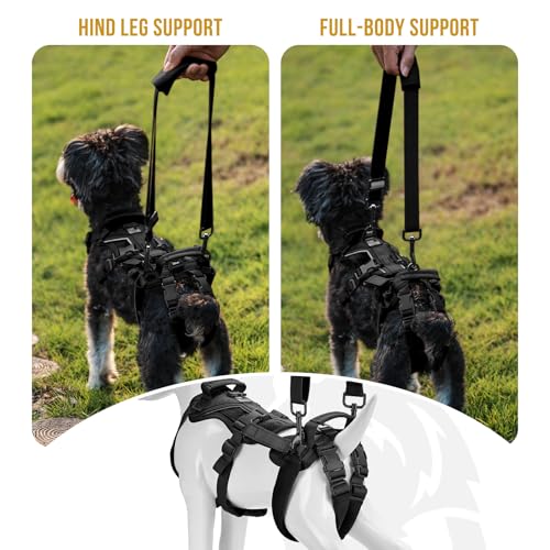 OneTigris Dog Lift Harness for Small Dogs XS, Dog Sling Carrier for Small Dogs, Full Body Lift Vest with Reflective Straps, Support Harness for Back Legs (Black, XX-Small) - color: Black, size: XX-Small