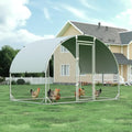 4ever2buy Metal Chicken Coop, 9.8x6.5 FT Walk-in Chicken Run Pen Poultry Cage, Water-Resistant & Anti-UV Cover, Large Chicken Coop for 6-8 Chickens - size: 77.4"L x 114.0"W x 76.0"H