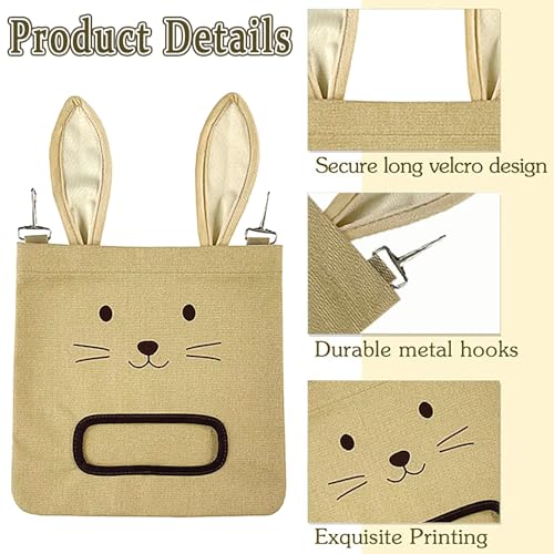 Rabbit Hay Feeder Bag - Hanging Rabbit Hay Feeder for Rabbits, Guinea Pigs and Chinchillas, Moss and Alfalfa Hay (Khaki) - color: Khaki, size: One Size