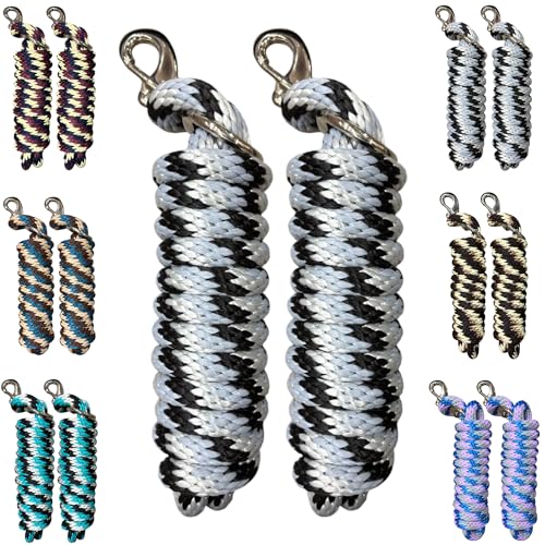 Majestic Ally Polypropylene Lead Rope with Removable Nickel Bolt Snap, 5/8 x 10 ft, for Horses and Livestock, 2 Pack (Black -Gray-Silver) - color: Black -Gray-Silver