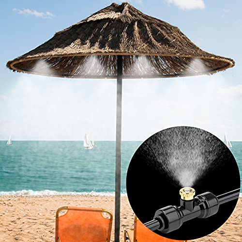 Misting System, 32.8FT Cooling Line Kit with 10 Brass Mist Nozzles, Outdoor | Outdoor Mister Kit With Hose Connector For Patio, Garden And Greenhouse Cooling. Fine Mist Spray System For Summer Use. - size: Misting Cooling System 32.8ft(10M)