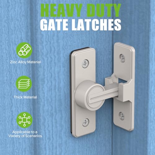 Barn Door Lock Hardware, 90 Degree Flip Latch Privacy Lock, Nickel-2PCS | Heavy Duty Zinc Alloy Sliding Barn Door Latch for Bathroom, Bedroom, Closet, Garage, Shed and Gate - color: Nickel-2PCS