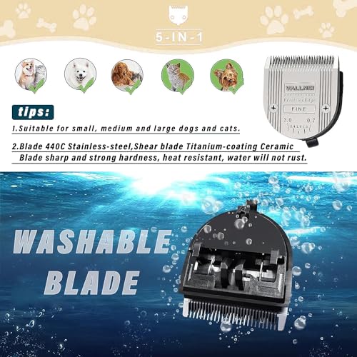 [3 Pack] 5-in-1 Professional Animal Clipper Blades for Wahl Arco, Bravura, Chromado, Creativa, Figura, Motion & SuperGroom, Detachable Adjustable Dog Cat Pet Grooming (Silver) - color: Silver, size: 3 Pack