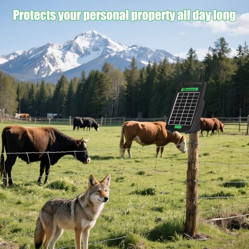 5 Miles Solar Electric Fence Charger,0.11J Powered 24-Hour Protection | Solar Electric Fence with Tempered Glass Solar Panel,14-Day Continuous Protection Without Sunlight,for Livestock Protection - style: GOR11 (5M0.11J)