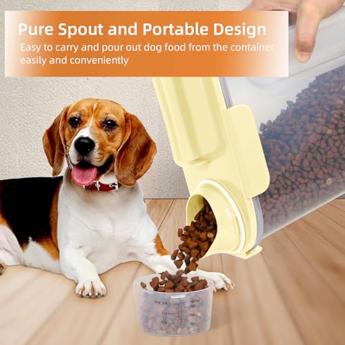 LEAWALK 5-7Lbs Cat Dog Storage Container, Portable Pet Food Containers with Upgraded Large Spout and Cup, Small Animal Kibble Dispenser for Bird Seed, Oatmeal, Rice, Flour, Brown Sugart-Light Yellow - color: Light Yellow, size: 5L-1pack