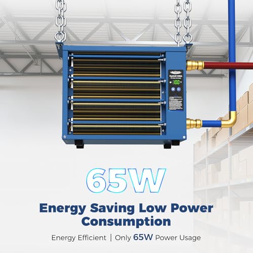 ALORAIR 50,000 BTU Hydronic Hanging Heater, HydroX H50A, Copper Tube | 2 Connection Types, Energy-Efficient Heating, Quiet 500CFM Blower, Hot Water & Steam Compatible, Garage/Warehouse Heater