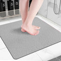 Square Non-Slip Shower Mat 24x24 Inches, Quick-Draining Bath Mat for Shower Floor, PVC Loofah Textured Shower Stall Mat, Secure Anti-Slip Bathroom Mat, Boho Style Bath Mat (Gray) - color: Grey