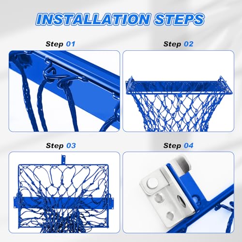 Yaocom 2 Set Blue Wall Mount Hay Feeder for Horses Goats Heavy Duty Hay Rack with Net Slow Feeder Wall Mounted for Stall Barn, Easy to Install and Save Hays (Square) - color: Blue