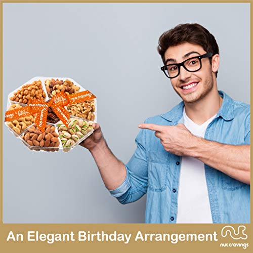 NUT CRAVINGS - Happy Birthday Treats, Mixed Nuts Gift Basket(7 Assortments) | with Bday Ribbon, Food Platter, Healthy Snack Care Package, Food Assortments - style: 5. Birthday - Deluxe (7 Assortment)