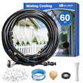 Mellbree Misters for Outside Patio 60FT/18M, Pre-Assembled Misting Cooling System with 19 Brass Nozzles & 3/4" Adapter, Outdoor Mister for Garden, Backyard, Pool, Greenhouse, Play Area, Trampoline - size: 60FT