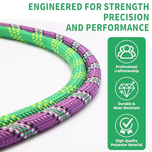 Arborist Rope Tree Climbing Rope(1/2inch x 100ft) 48 Strands Bull Rope for Construction Climbing Swing Sailing - size: 1/2 x 100ft, style: Green
