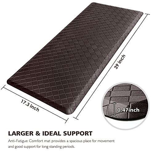 HappyTrends Kitchen Mat Cushioned Anti-Fatigue Kitchen Rug,17.3"x39",Thick Waterproof Non-Slip Kitchen Mats and Rugs Heavy Duty Ergonomic Comfort Rug for Kitchen,Floor,Office,Laundry,Chocolate | Thick,Soft and Waterproof Non-Slip Mats and Rugs Heavy Duty