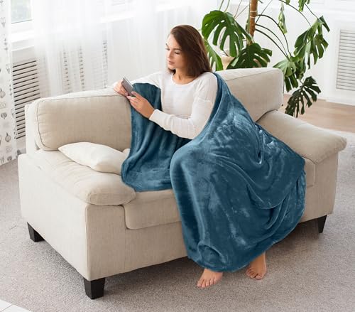 Utopia Bedding Soft Fleece Bed Blanket Throw Size Stone Blue (50x60 Inch) | Microfiber Plush Warm Lightweight Breathable Cozy Blanket Anti-Static, All Season Use, Gift for Women and Men - color: Stone Blue, size: Throw (50x60 Inch)